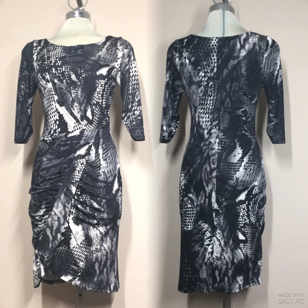 Le Chateau Designed Black and White animal print sexy dress Size SP.